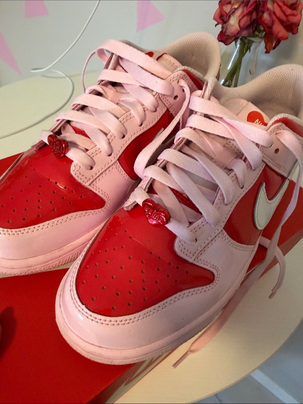 Nike Dunks Kids Pink and Red Low-Top Sneakers - Picture 9 of 15